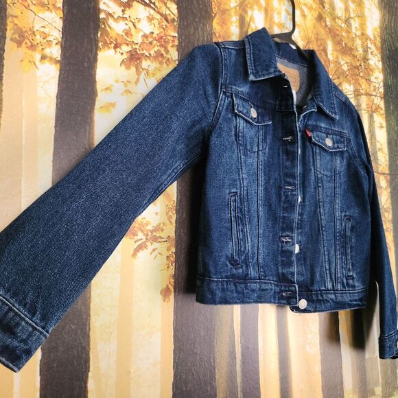 Levi's Youth Denim Jacket Kids Size M 10-12 SZ Blue Trucker Casual Button-Up - Picture 3 of 10